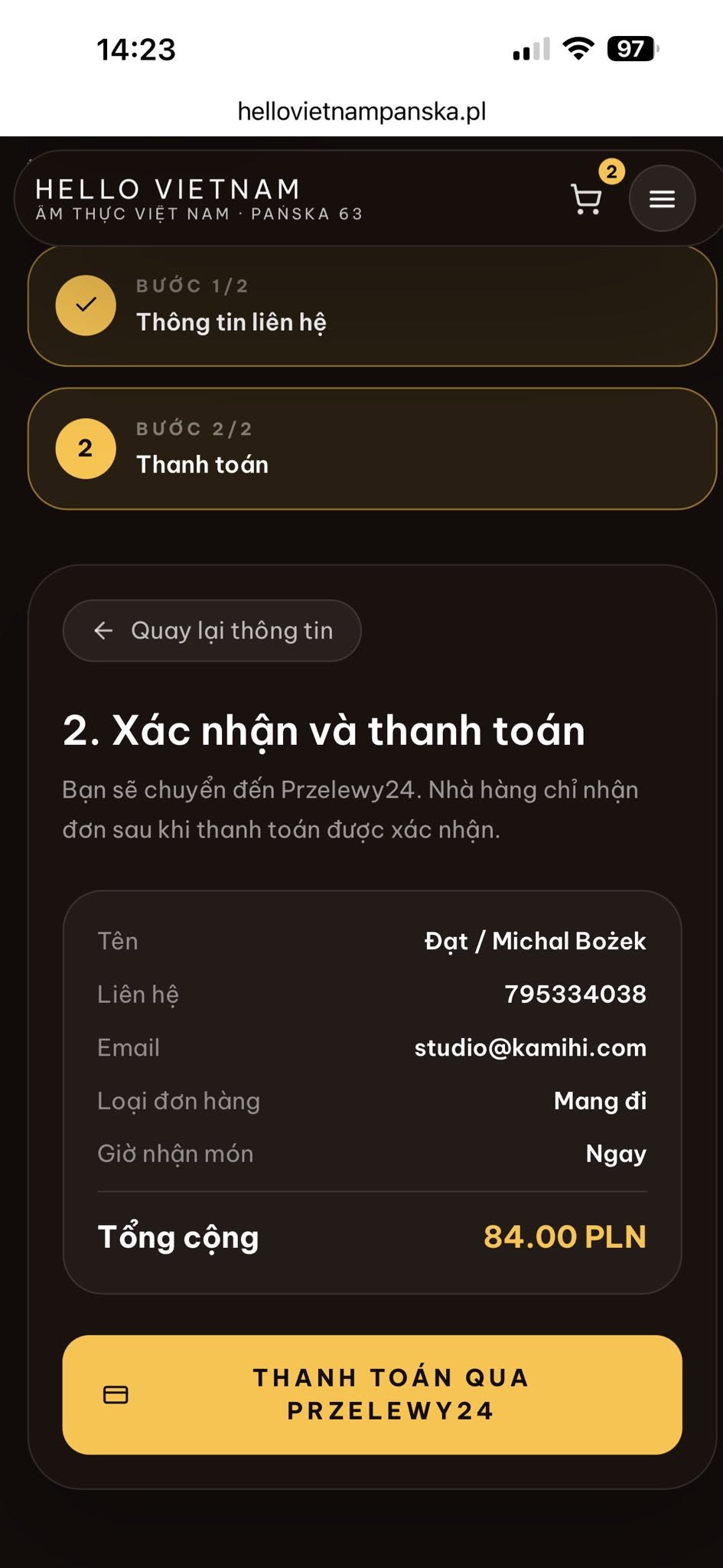 Mobilny system zamówień online dla restauracji